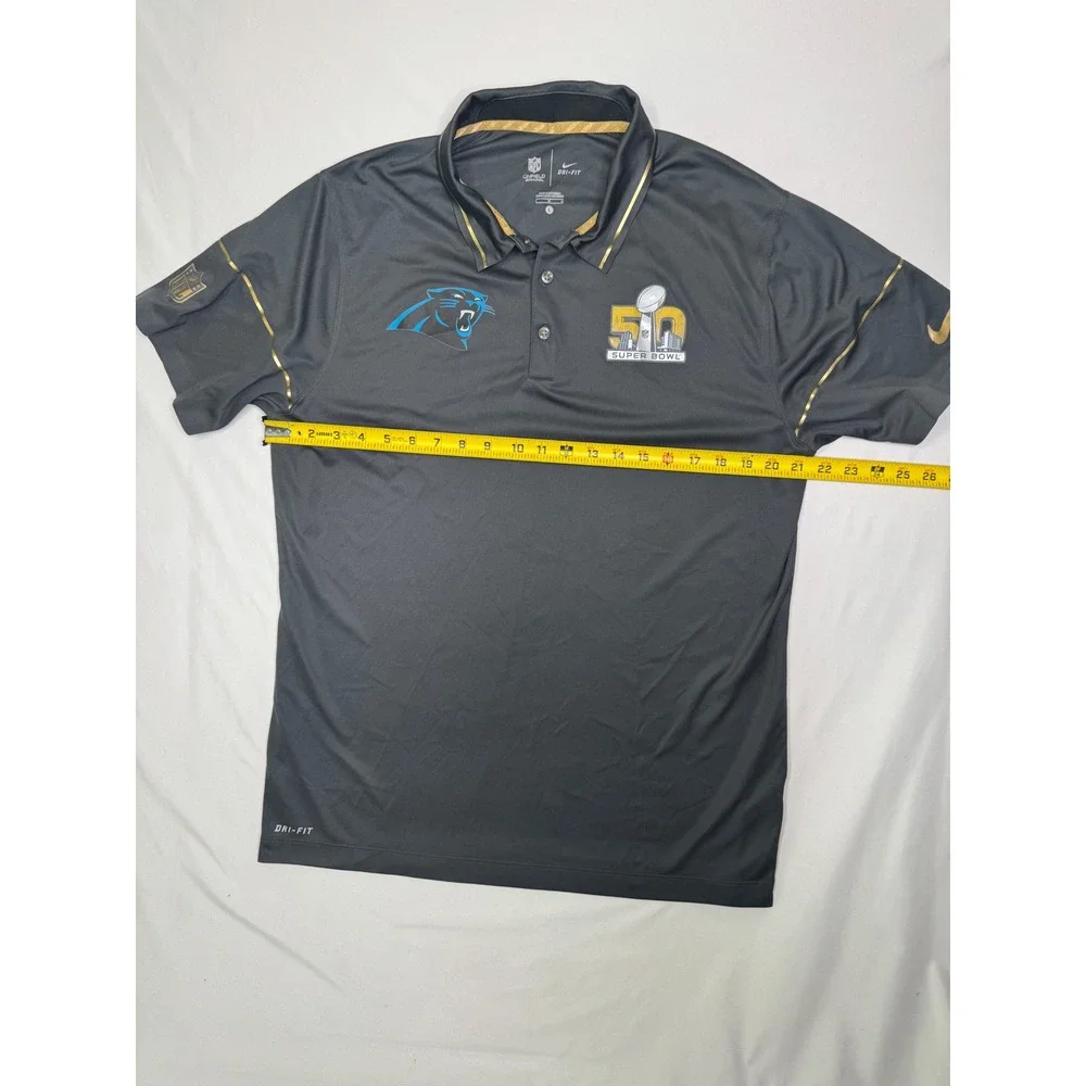Nike Mens Carolina Panthers Super Bowl 50 Dri-FIT Polo Shirt Gray/Black Size L